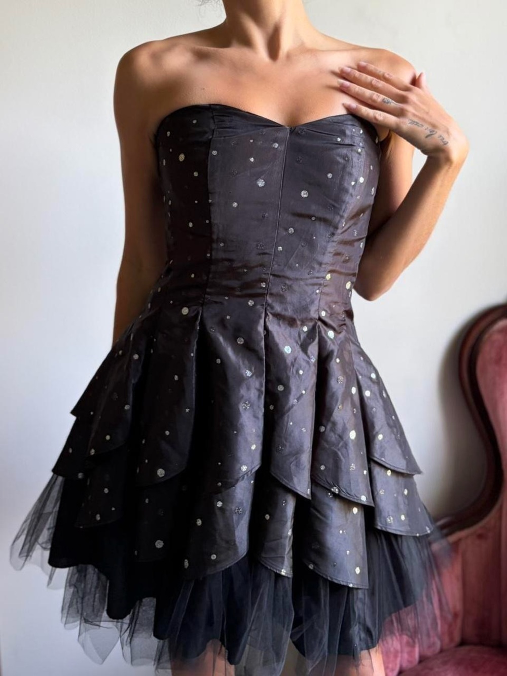 Masquerade Strapless Polka Dot Tulle Mini Dress Size 9/10